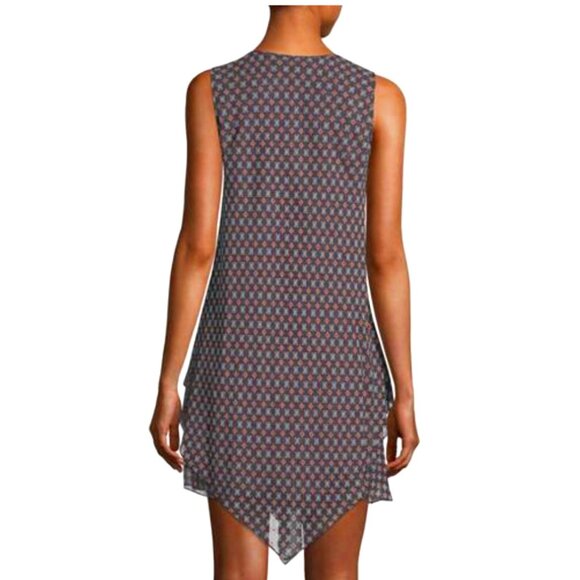 Derek Lam 10 Crosby Sleeveless Lace-Up Printed Handkerchief-Hem Silk Dress, 2 - Picture 2 of 10